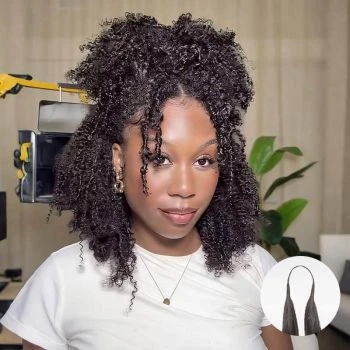 Handmade Small Kinky Curly Micro Pre Looped Invisible Crochet Hair Extensions for Black Women