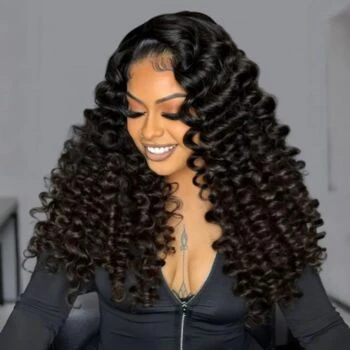 Glueless Wand Curl 360 Lace Wig Bleached Knots Invisible Drawstring
