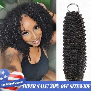 Small Kinky Curly Feather Crochet Hair Extension Time Saving Pre-Looped Knotless Braiding Dark Color Hair Extension