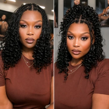 Boho Curly 13x6 HD Lace Bob Human Hair Wig - Glueless Pre-Cut Knotless Look Wig with Drawstring