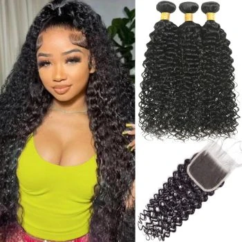 3 Bundles Water Wave + 5x5 HD Lace Closure Human Hair