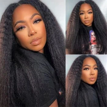 13x4 Yaki Kinky Straight Wig HD Lace Front Wigs Human Hair