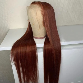 13x4 HD Transparent Lace Wig Straight Human Hair Wigs Reddish Brown Lace Wig Pre Plucked Pre Colored
