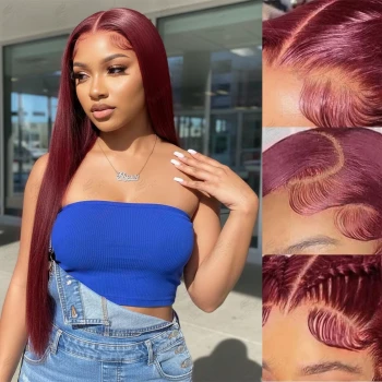 99j Burgundy 13x4 HD Lace Front Wig Straight Human Hair