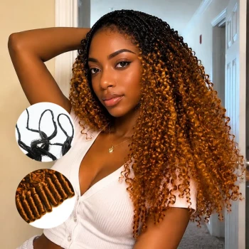 Burmese Curly T30 Feather-Line Invisible Pre Looped Crochet Hair Extension