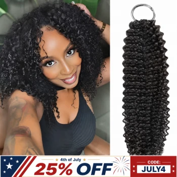 Small Kinky Curly Feather Crochet Hair Extension Time Saving Pre-Looped Knotless Braiding Dark Color Hair Extension