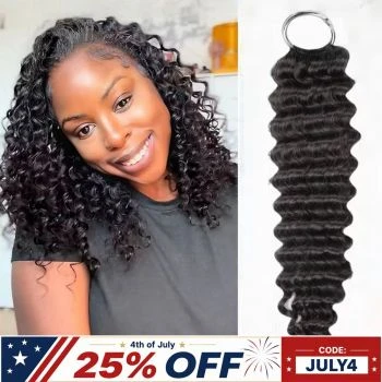 Deep Wave Pre-Separated Feather Crochet Hair Machine Made Versatile Styling Human Hair Extension