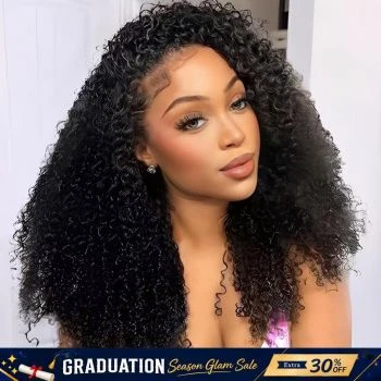 Fysin Glueless Kinky Curly Human Hair Half Wig, 3-in-1 Flip Over Quick Weave Styles, Beginner Friendly