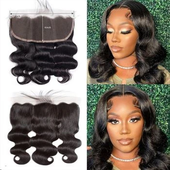 13x6 HD Transparent Lace Frontal Body Wave Closure Ear-to-Ear Human Hair Pre-Plucked