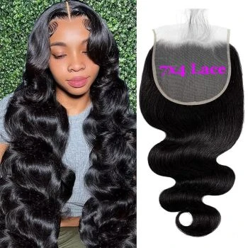 7X4 Transparent HD Lace Closure Only Body Wave Human Hair Lace Closure Remy Hair Invisible Lace Closure Pre Plucked