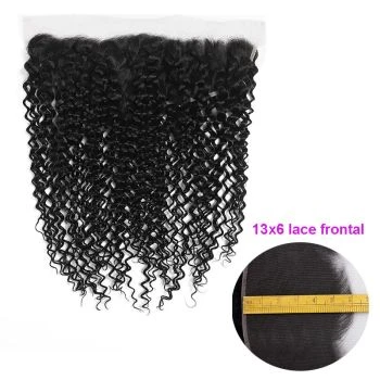 13X6 Lace Frontal Closure Curly Human Hair HD Transparent Lace Frontal Pre Plucked with Baby Hair