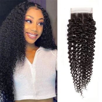 4x4 HD Curly Lace Closure Transparent Virgin Human Hair