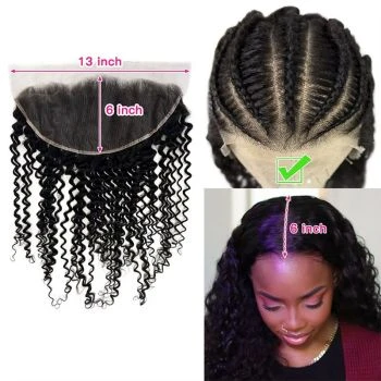 Deep Wave Human Hair Lace Frontal 13x6 Ear to Ear HD Transparent Lace Frontal Pre Plucked