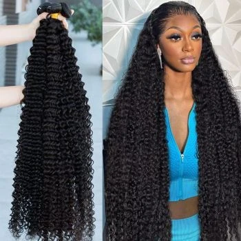 3 Bundles Deep Wave Human Hair Weave Extensions Virgin Hair