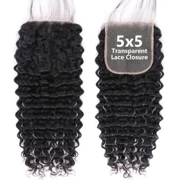 5x5 HD Lace Closure Deep Wave Virgin Human Hair Pre-Plucked