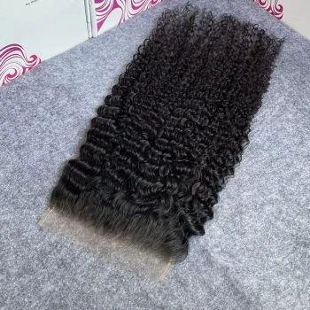 7X4 HD Lace Closure Deep Wave Remy Human Hair Transparent HD Lace Closure Pre Plucked with Baby Hair