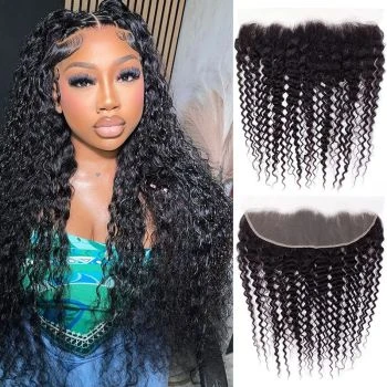 Deep Wave 13x4 Lace Frontal Remy Human Hair HD Transparent Lace Frontal Pre Plucked