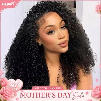 Fysin Glueless Kinky Curly Human Hair Half Wig, 3-in-1 Flip Over Quick Weave Styles, Beginner Friendly