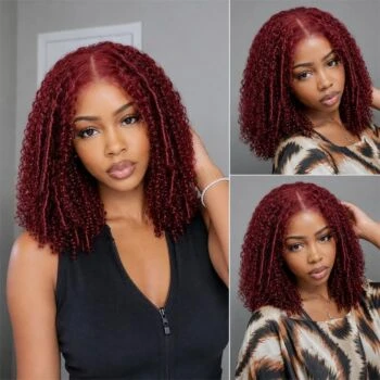 Fysin 99J Fluffy Layer Burmese Curly Glueless Wig 5x5 HD Lace Closure Human Hair Wigs