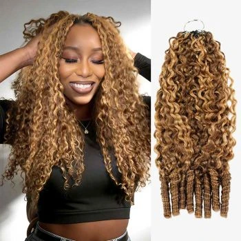 Fysin Burmese Curly Highlight Crochet Human Hair for Boho Braids Plush Texture