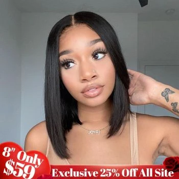 Wear Go Wigs Straight Hair Pre Cut 7x5 HD Lace Closure Wig Short Bob Glueless Wig
