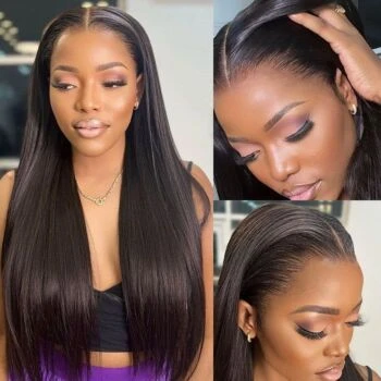 Straight Glueless HD Lace Frontal Wig Virgin Human Hair Pre-Plucked with Baby Hair