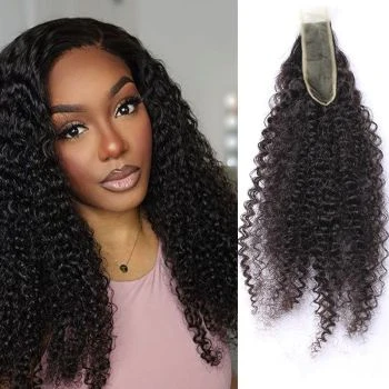 2x6 Skin Melt HD Lace Closure Kinky Curly Human Hair Pre-Plucked