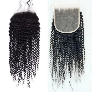 5x5 Kinky Curly HD Transparent Lace Closure Pre-Plucked Virgin Human Hair