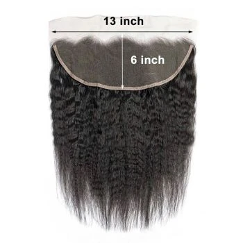 13x6 HD Transparent Lace Frontal Closure Kinky Straight Human Hair Ear-to-Ear Pre-Plucked