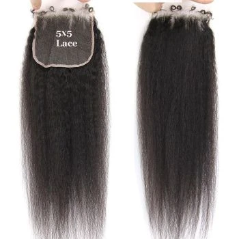 Kinky Straight HD Lace Closure Human Hair 5x5 Transparent HD Lace Closure Remy Hair Closures Pre Plucked