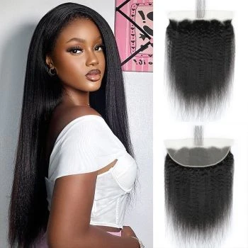 Kinky Straight 13x4 HD Lace Frontal Ear-to-Ear Pre-Plucked Human Hair