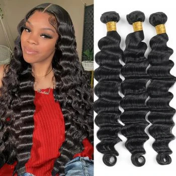 Loose Deep Wave 3 Bundles Unprocessed Virgin Human Hair Extensions