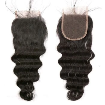Loose Deep Wave 4×4 HD Transparent Lace Closure Human Hair Natural Color
