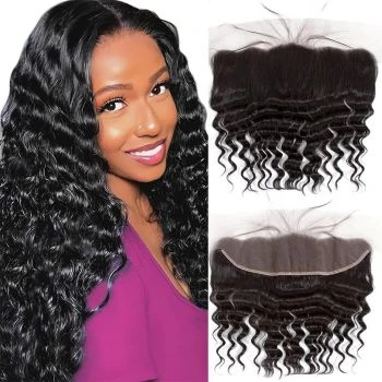 Loose Deep Wave 13x4 Lace Frontal Pre Plucked Hair Line HD Transparent Lace Frontal Human Hair