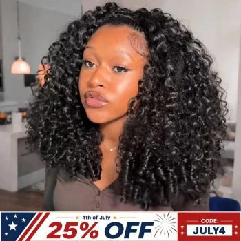 Burmese Curly Human Hair Half Wig 3-in-1 Glueless with Drawstring Ready to Wear