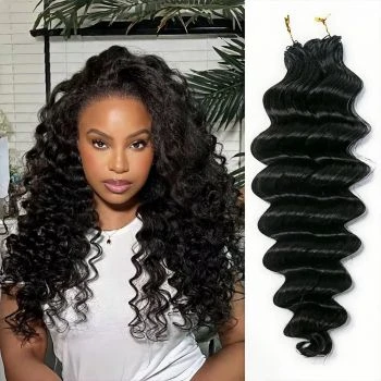 Ocean Wave Knotless Feather Crochet Hair Extension Machine Made Natural Black Color Hair Extension