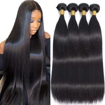 4 Bundles Straight Human Hair Weave Unprocessed Virgin Hair Extensions