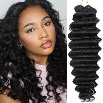 Deep Wave Handmade Feather Crochet Human Hair Knotless Pre-Separated Hair Extension