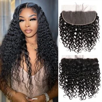 Water Wave 13x6 Lace Frontal Human Virgin Hair Frontal Closure Ear to Ear HD Transparent Lace Pre Plucked with Baby Hair