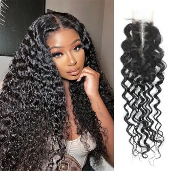 Water Wave 2x6 Skinlike HD Transparent Lace Closure Human Hair Pre Plucked Virgin 2x6 Lace Closure