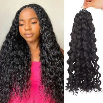 Water Wave Curly Lightweight Feather Crochet Human Hair Extension Reusable For Woman