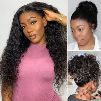 Water Wave 360 Lace Frontal Wig Glueless with Invisi-Drawstring for Flexible Fit & Bleached Knots